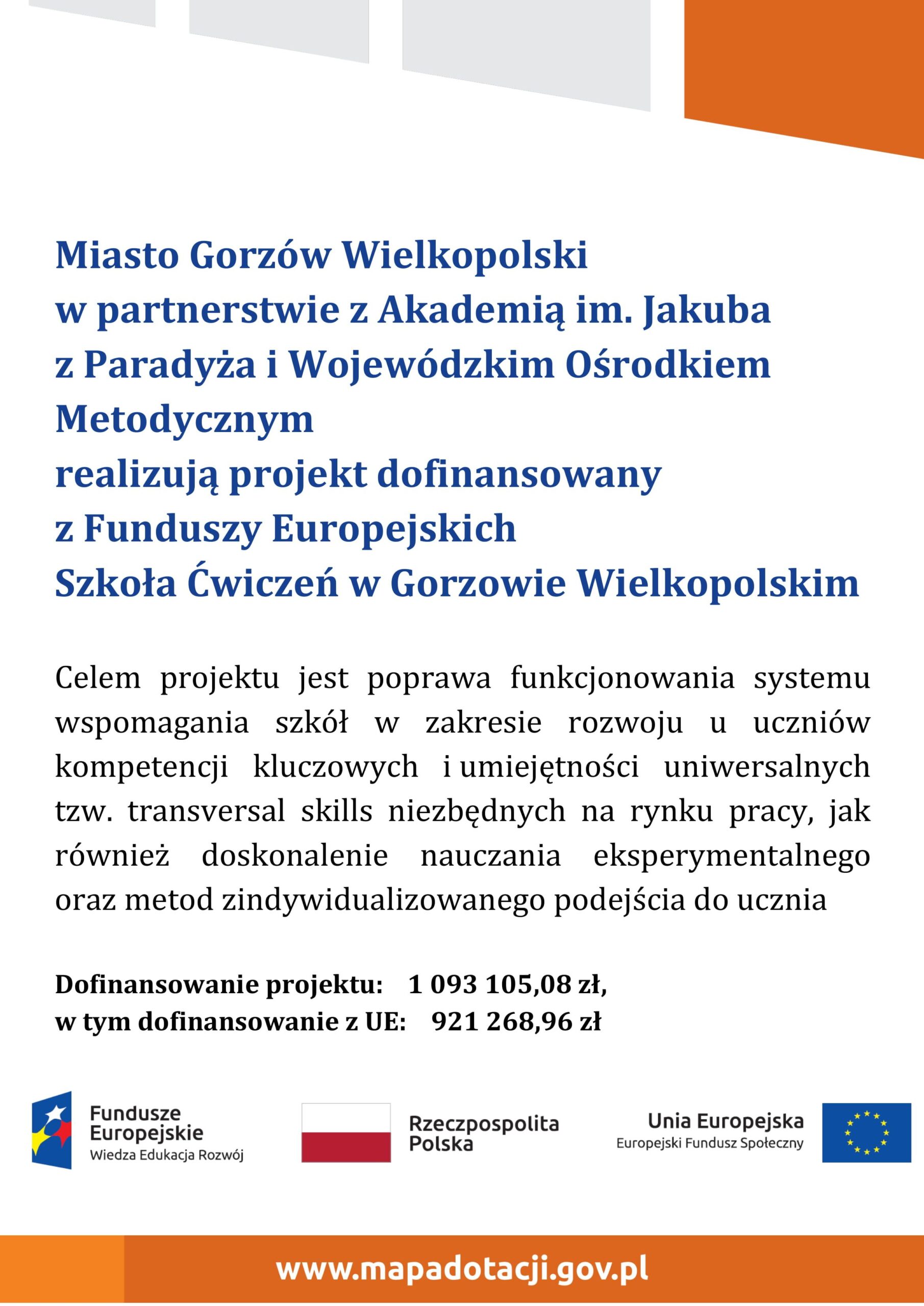 Ulotka informacyjna dotycząca Szkoły Ćwiczeń w Gorzowie Wielkopolskim